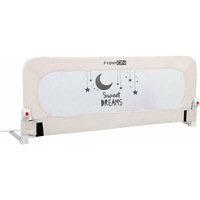 Bariera de protectie pentru pat bebe, Rabatabila, Instalare usoara, Dimensiune 135 x 57 cm, FreeON, Sweet Dreams, Light Beige BYN48471