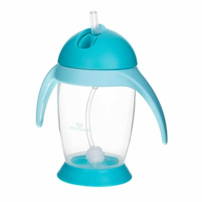 Bocioland - Cana de apa cu pai si manere, 300 ml, 6 luni+, Blue BYNBOC0543