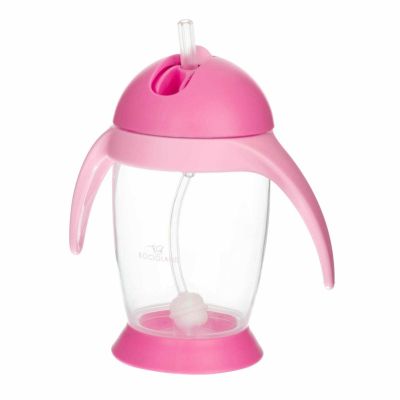 Bocioland - Cana de apa cu pai si manere, 300 ml, 6 luni+, Pink BYNBOC0544