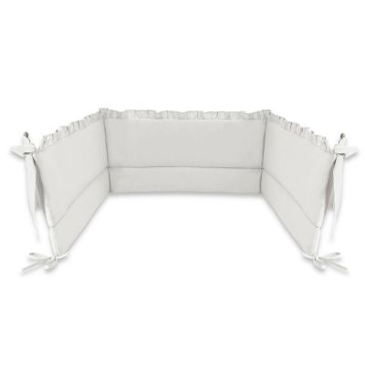 MimiNu - Aparatoare pentru patut 120x60 cm, Cu volanase, Din bumbac certificat Oeko Tex Standard 100, Cu inaltimea de 30 cm, Cu panglici, Colectia Royal,Grey BYN6426972021715
