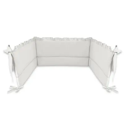 MimiNu - Aparatoare pentru patut 120x60 cm, Cu volanase, Din bumbac certificat Oeko Tex Standard 100, Cu inaltimea de 30 cm, Cu panglici, Colectia Royal,Grey BYN6426972021715