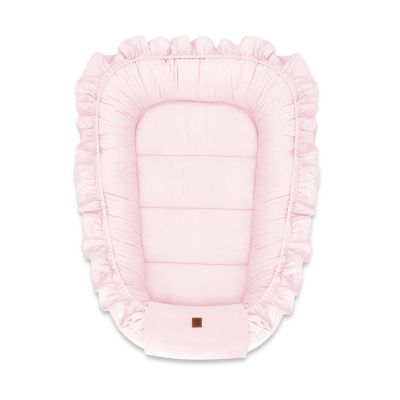 MimiNu - Cosulet bebelus pentru dormit, Baby Nest 55 x 75 cm, Cu Volanase, Din catifea, Pink BYN6426972023047
