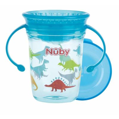 Nuby - Cana cu manere, 360°, Din materialul ecologic tritan, Rezistenta, 240 ml, 6 luni+, Albastru BYNNV0414019AQUA