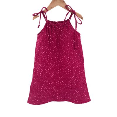 Rochie de vara cu snur pentru fetite, din muselina, Dots, 2-3 ani KDERM23DOTS