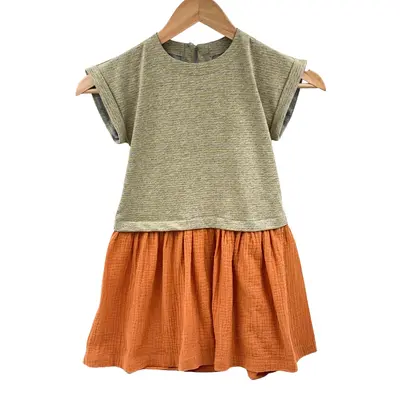 Rochita de vara din jersey cu fustita muselina, Summer Toffee, 6-7 ani KDERVJM67STOFFEE