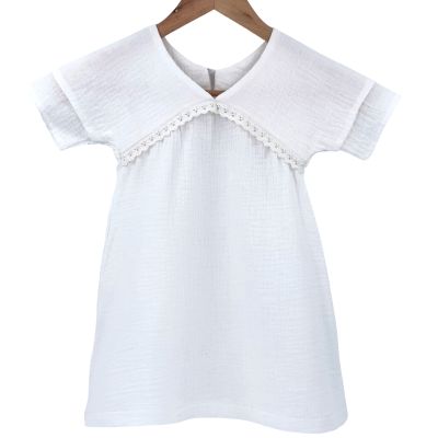 Rochita dreapta cu maneca dublata, din muselina, Pearl, 3-4 ani KDERDMDM34PEARL
