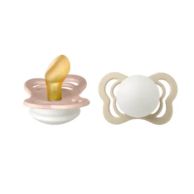 Bibs - set 2 suzete fosforencente couture glow latex, tetina anatomica, 0 luni +-blush/vanilla bbb1800319