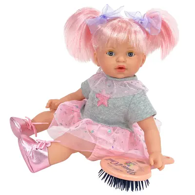 Papusa Artizanala cu miros de vanilie - Alex Star cu par roz (40 cm - ambalata in cutie deluxe) TSG1532