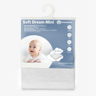 Petite&Mars - Cearceaf elastic impermeabil, Pentru patut co-sleeper, Din bumbac, 84x50 cm, 0 luni+, Alb BYN314401