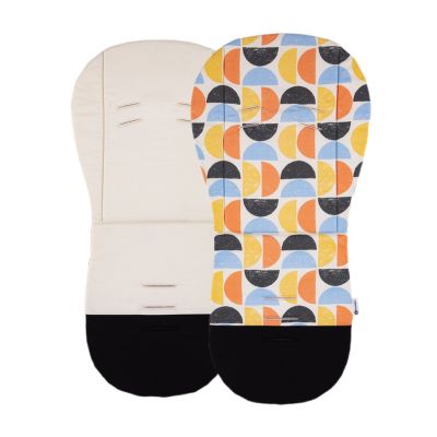Petite&Mars - Insertie carucior, Editie limitata, Din spuma cu memorie, Densa, Pentru confort sporit, Universala, Cu decupaje pentru centura de siguranta in 3 sau 5 puncte, 86x42 cm, 0 luni+, Retro, Multicolor BYN503781