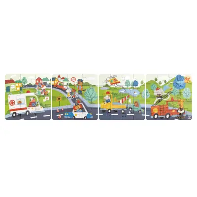 Puzzle pentru copii Vehicule de salvare (4 in 1) si joc storytelling TSGE1639A