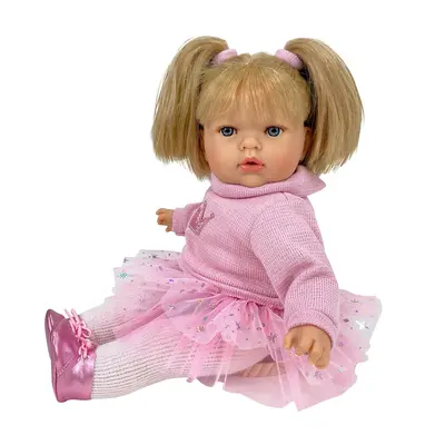 Papusa Artizanala cu miros de vanilie - Tita blonda cu fusta plumeti (45 cm) TSG6042