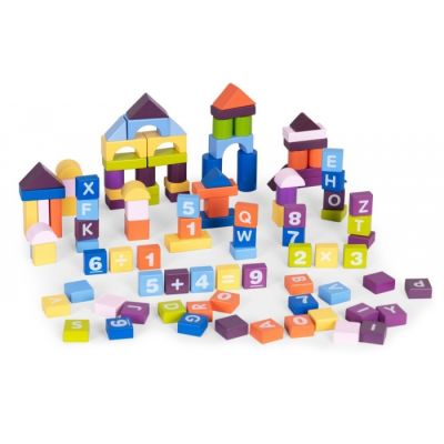Set educational cu blocuri din lemn, 108 piese, ecotoys me434 edeedime434
