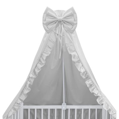 MimiNu - Baldachin pentru patut, cu funda si volanas, 210x145 cm, Material certificat Oeko Tex Standard 100, Colectia Royal, Grey BYN6426972021739