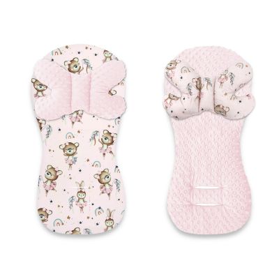 MimiNu - Protectie textila pentru carucior, scaun auto si scaun de bicicleta, Cu perna Butterfly, Materiale certificate Oeko Tex Standard 100, Minky Little Ballerina Pink BYN6426972023221