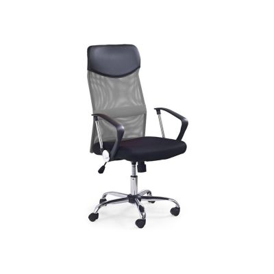 Scaun birou hm vire, mesh, ergonomic, cadru metal, tetiera cu piele ecologica, inaltime ajustabila, mecanism balansare, 100 kg, gri drm2802