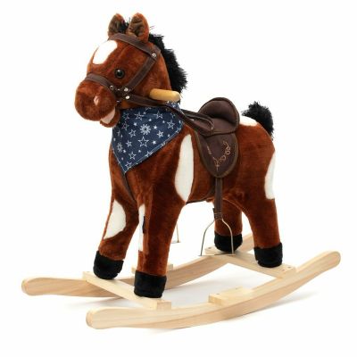 Calut balansoar din plus, Arthur, Cu efecte de miscare a gurii, Cu melodie de cowboy si efect de galop , Baby Mix, Maro Deschis BYN46440
