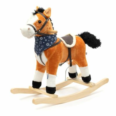 Calut balansoar din plus, Cu efecte de miscare a gurii si a cozii, Cu melodie de cowboy si efect de galop , Baby Mix, Maro Deschis BYN46441