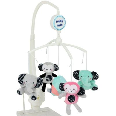 Carusel pentru patut, Cu 5 jucarii din plus, Zoo, Baby Mix BYN41891