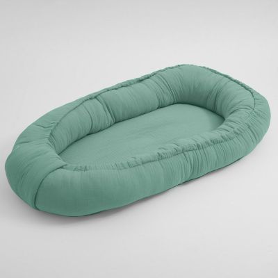 Cosulet bebelus pentru dormit, Baby Nest 80 x 50 cm, Din muselina, Din materiale certificate Oeko Tex Standard 100, New Baby, Green BYN52098