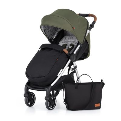 Petite&Mars - Carucior sport, Royal, Include husa pentru scaun, husa pentru picioare, geanta pentru scutece si capotina extensibila, Cu fereastra, Impermeabila, Cu SPF 50, Aluminiu, 0-22 kg, 111 x 57 x 86 cm, Mature Olive BYN466500+566841