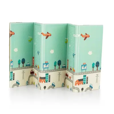 Petite&Mars - Covoras de joaca reversibil, Include geanta pentru transport, Pliabil si impermeabil, Non-toxic, 197 x 147 x 1 cm, Oras, 0 luni+, Multicolor BYN435071