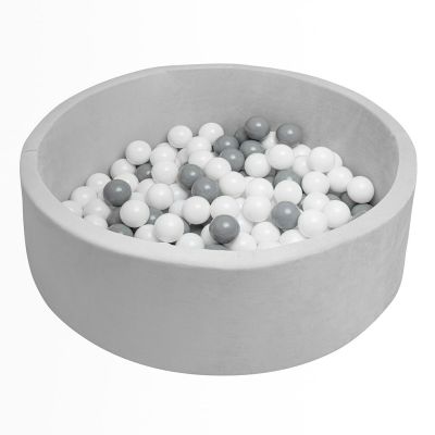 Piscina uscata cu 150 de bile (Alb, gri), Din tesatura fina cu certificare Oeko-Tex Standard 100, Dimensiune 83 x 83 x 30 cm, New Baby, Grey BYN52588