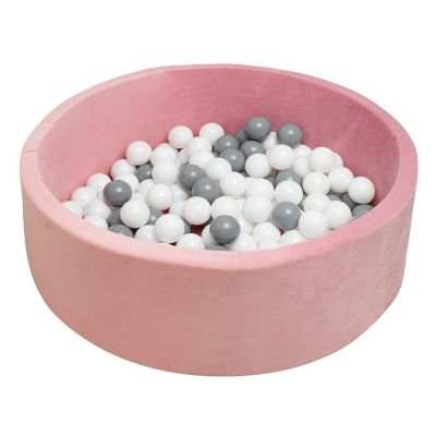 Piscina uscata cu 150 de bile (Alb, gri), Din tesatura fina cu certificare Oeko-Tex Standard 100, Dimensiune 83 x 83 x 30 cm, New Baby, Pink BYN52585