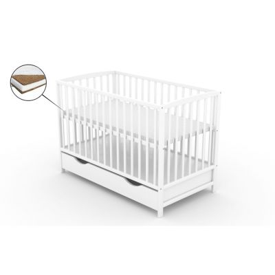 Patut cu sertar vessanti ares - alb + saltea cocos 10 cm edeedipcsvaa_s10