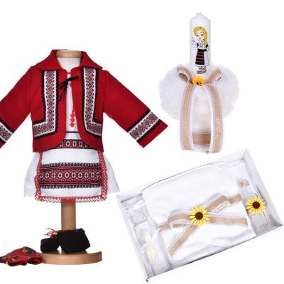 Set botez traditional fetita, rochita botez populara, trusou botez si lumanare, decor national, Denikos® C9288 NIK5983