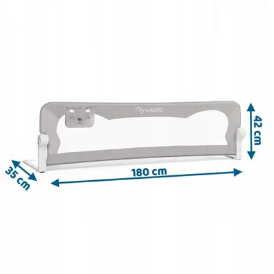 Bariera de protectie pentru pat 180 x 35 x 42 cm nukido 722400 - gri edeedi722400