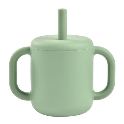 Cana de antrenament cu pai din silicon Beaba Sage Green ERFB913573