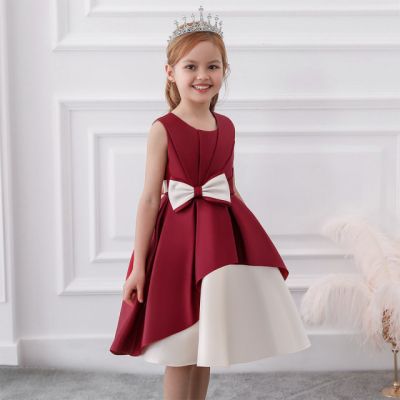 Rochie de ocazie visinie cu alb perlat MBL5183-3-DE
