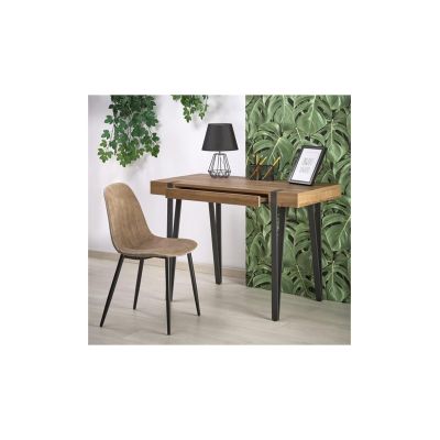 Birou hm b39, cadru metalic, mdf, polita pentru tastatura, 110x55x76 cm, nuc drm9589