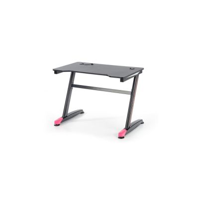 Birou pentru gamming hm b40, iluminare led, cadru metalic, mdf, 100x60x74 cm, negru drm9590