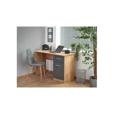 Birou cu usa si sertar hm elmo, pal melaminat, 120x55x78 cm, stejar/antracit drm8701