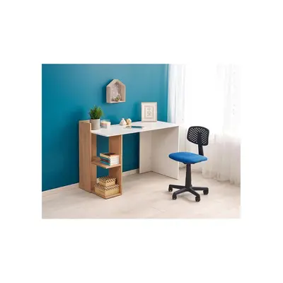 Birou hm fino, 2 rafturi, pal melaminat, 122x57x85 cm, stejar auriu/alb drm4648