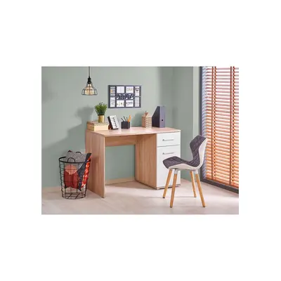 Birou hm lima b1, cu usa si sertar, pal melaminat lucios, 120x55x75 cm, stejar sonoma/alb drm4656