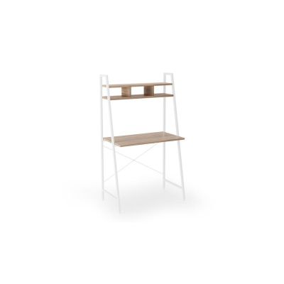 Birou minimalist hm narvik b2, raft inalt, cadru metalic, pal melaminat, 84x46x142 cm, stejar sonoma/alb drm9597