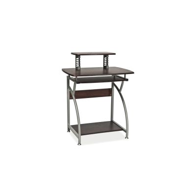 Birou calculator sl b07, polita glisanta tastatura, rafturi, structura metalica, mdf, 74x55x95 cm, maro inchis drm3916