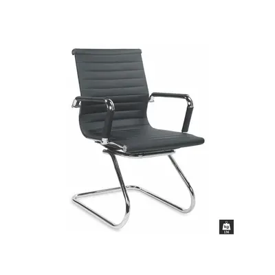 Scaun conferinta hm prestige skid, piele ecologica, cadru cromat, suport lombar, 136 kg, 88x61x55 cm, negru drm2060