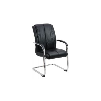 Scaun de vizitator tip sanie off 8117, piele ecologica, cromat, cu brate, 120 kg, negru drm2629
