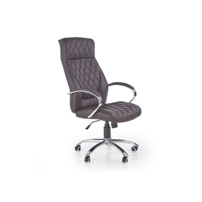 Scaun directorial hm hilton, ergonomic, cadru cromat, mecanism de balans, robust, piele ecologica, 120 kg, maro drm4617