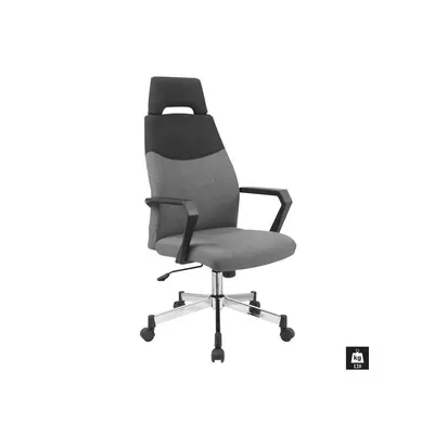 Scaun directorial hm olaf, ergonomic, cadru de otel, stofa, inaltime ajustabila, mecanism balansare, cu tetiera, 120 kg, 121x58x59 cm, gri drm2226