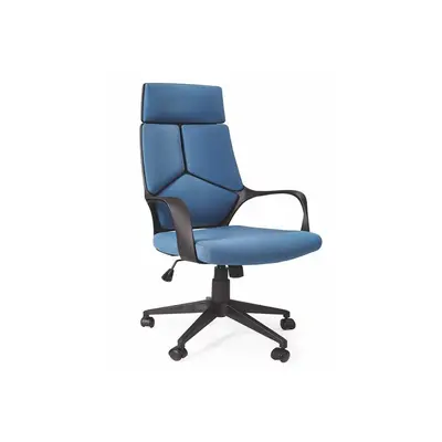 Scaun directorial hm voyager, ergonomic, cadru polipropilena, stofa, tetiera inclusa, inaltime ajustabila, mecanism de balans, 100 kg, albastru drm2809