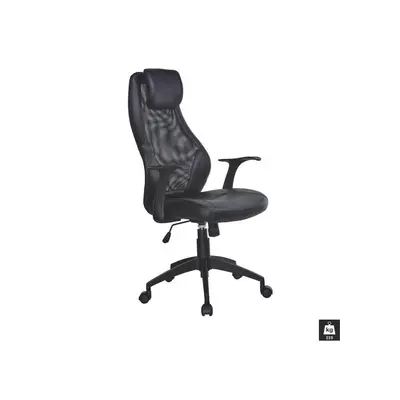 Scaun directorial mesh hm torino, ergonomic, cadru polipropilena, piele ecologica, inaltime reglabila, 110 kg, 124x64x52cm, negru drm2100