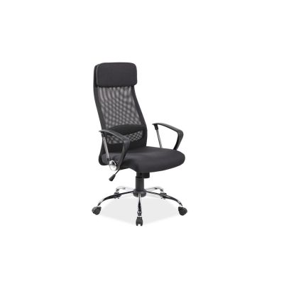 Scaun directorial sl q345, brate polipropilena, suport lombar, tapiterie mesh si stofa, mecanism balans, cadru cromat, 100 kg, negru drm4119