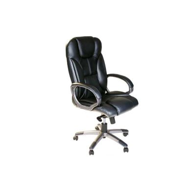 Scaun directorial din piele off 5860, mecanism multiblock, robust, baza cromata, 120 kg, negru drm996