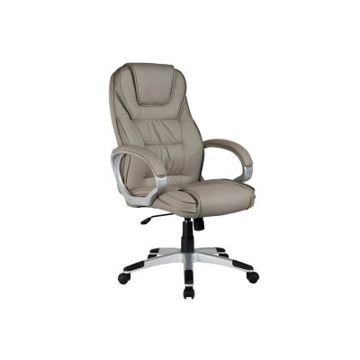 Scaun directorial sl q031, tapitat cu piele ecologica, cadru polipropilena, suport lombar, mecanism de balans, 100 kg, gri drm3925