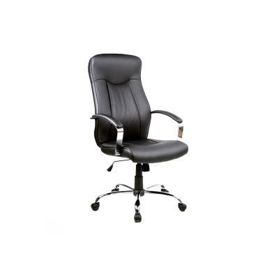 Scaun directorial sl q052, cadru cromat, piele ecologica, inaltime ajustabila, mecanism balansare, 100 kg, negru drm3237
